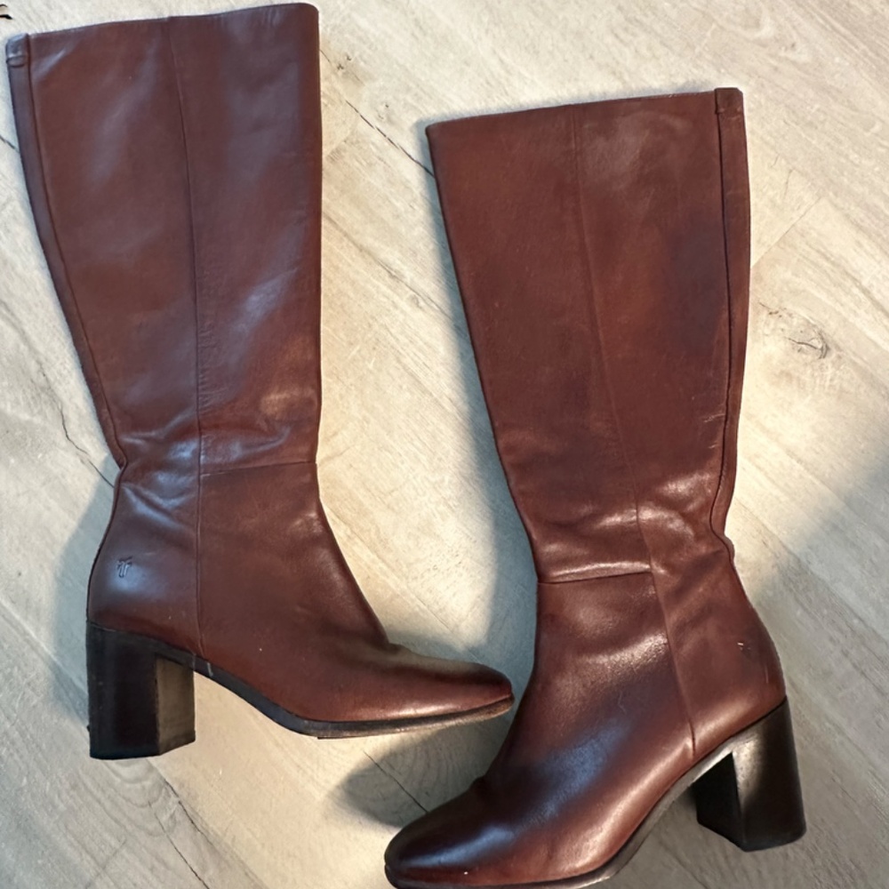 Frye Boots Dark Brown Julia Tall leather boots 7.5M